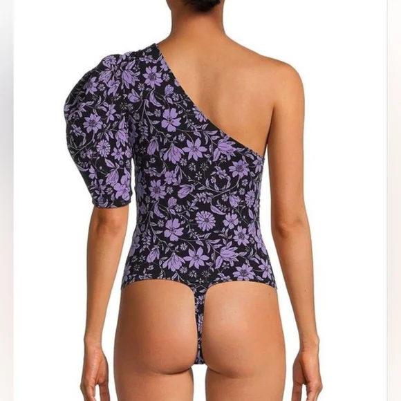 NWT ▪︎FREE PEOPLE▪︎ Somethin Bout You Purple Puff Sleeve One-Shoulder Bodysuit - Picture 6 of 6